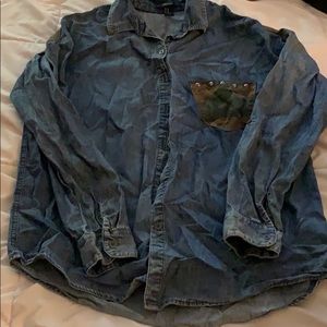 Denim shirt with camo detailing
